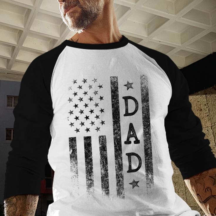 Dad Patriotic American USA Flag Father's Day Dad Men Baseball Raglan Shirt