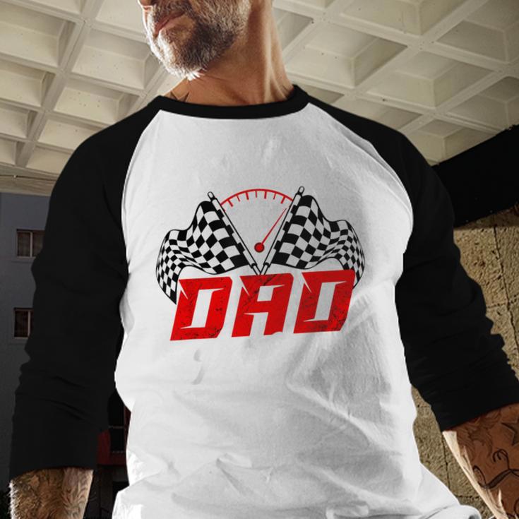 Dad Pit Crew Birthday Party Race Car Lover Racing Family Men Baseball Raglan Shirt