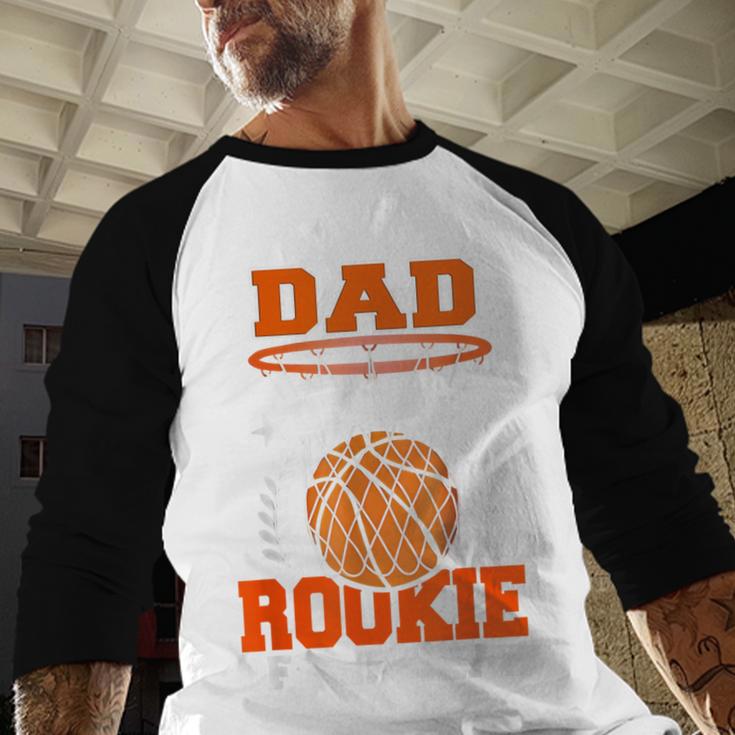 Dad Of Rookie 1st Basketball Bday Theme Matching Men Baseball Raglan Shirt