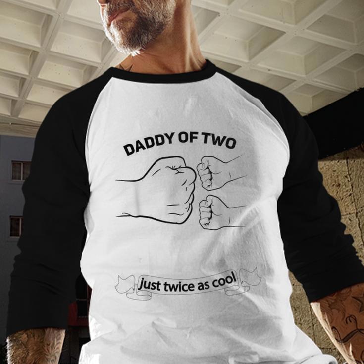 Dad Squared Fathers Day Dad Of Two Cool Daddy Of 2 Men Baseball Raglan Shirt
