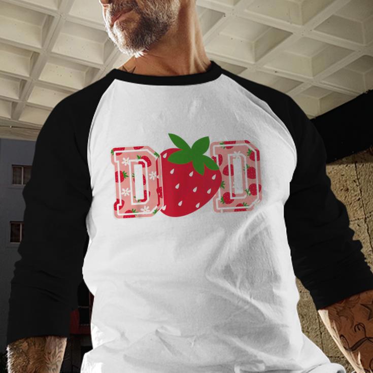 Dad Strawberry Birthday Men Baseball Raglan Shirt