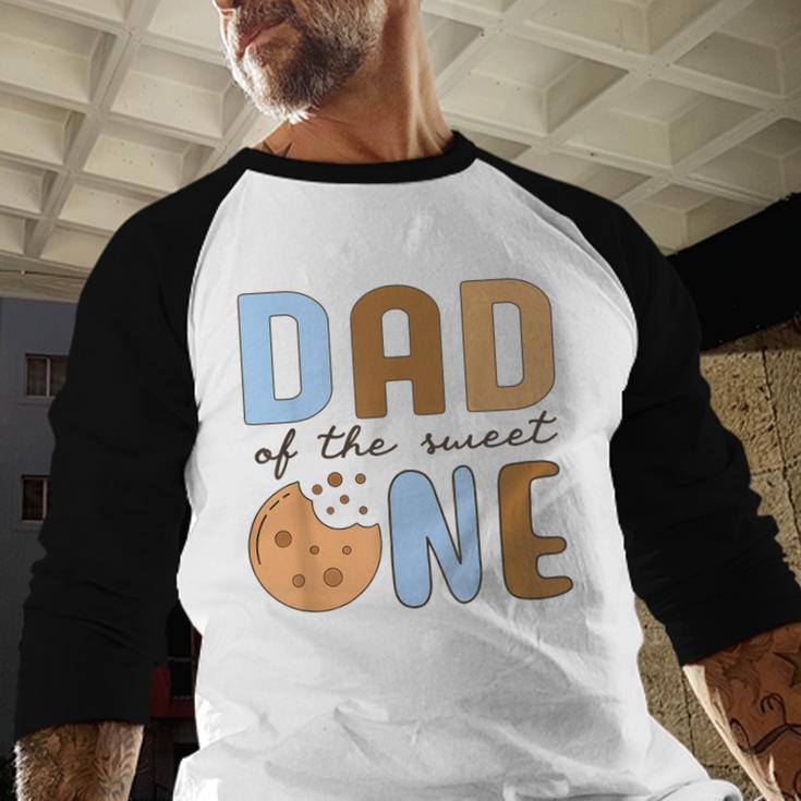 Dad Of The Sweet One Cookies And Milk 1st Birthday Party Men Baseball Raglan Shirt