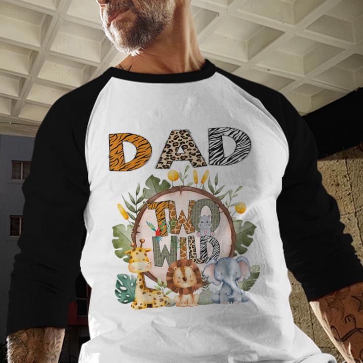 Dad Of The Two Wild Animal Safari 2Nd Birthday Party Men Baseball Raglan Shirt