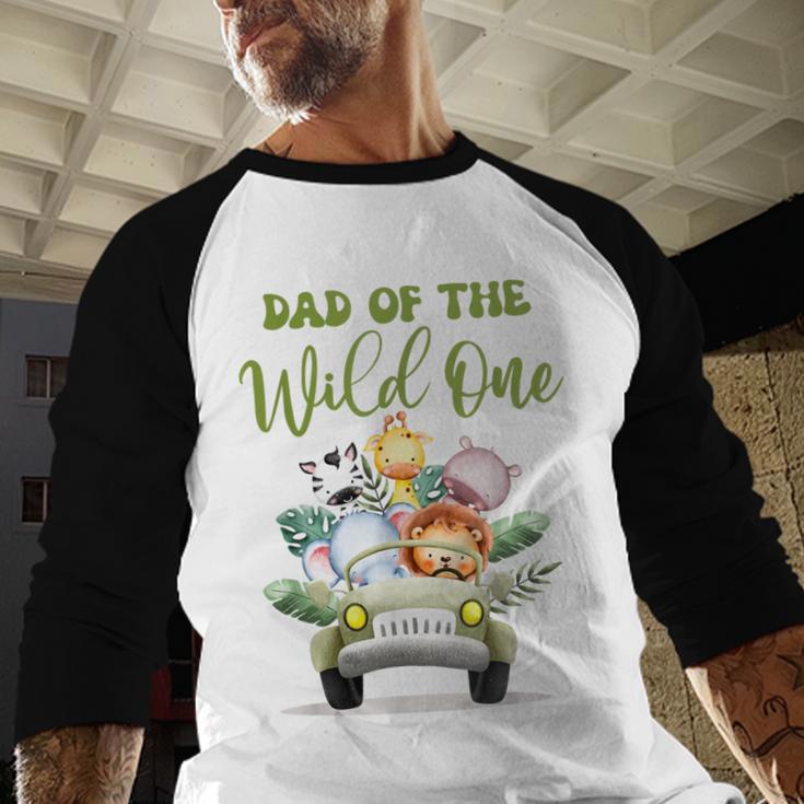 Dad Of The Wild One 1st Birthday Safari Family Matching Men Baseball Raglan Shirt