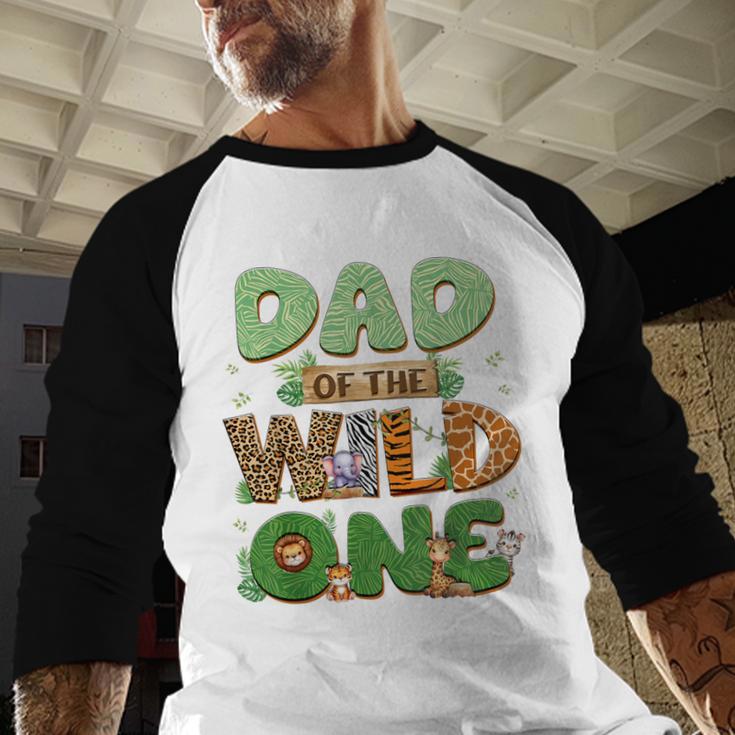 Dad Of The Wild One Birthday Family Matching Party Decor Men Baseball Raglan Shirt