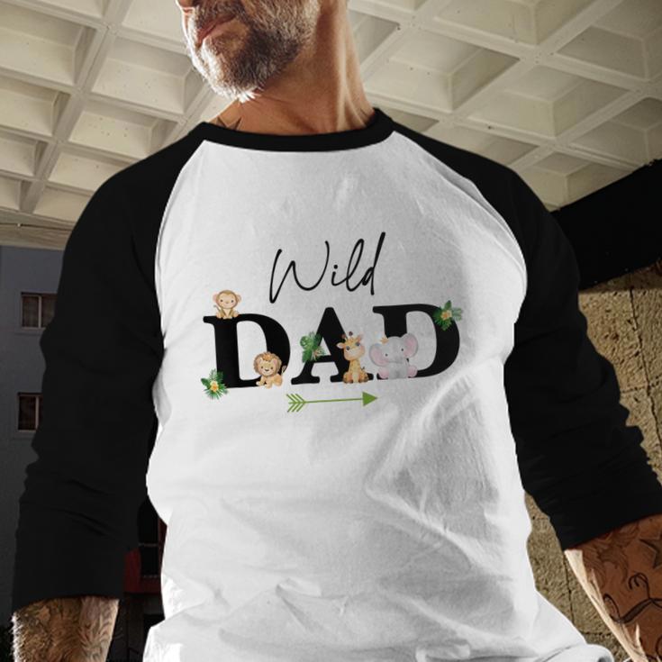 Dad Of The Wild One Zoo Birthday Safari Jungle Animal Men Baseball Raglan Shirt