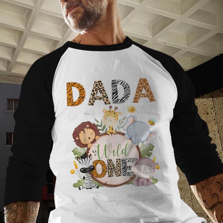 Dada Of The Wild One 1St Birthday Safari Jungle Animals Men Baseball Raglan Shirt