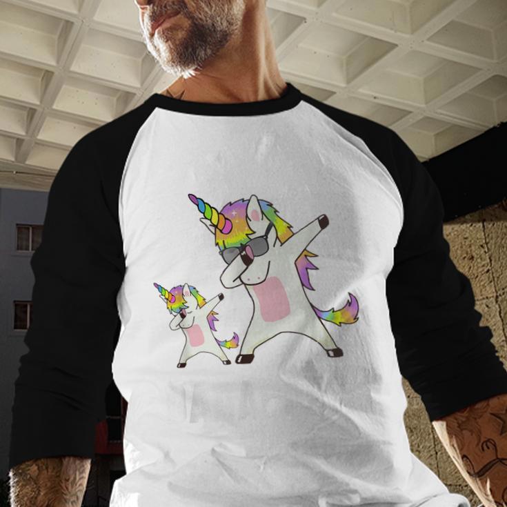 Dadacorn Shirt Unicorn Dad And Baby Best Father Men Baseball Raglan Shirt