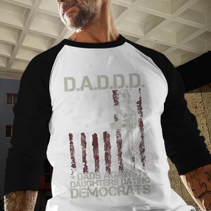 Daddd Gun Dads Against Daughters Dating Democrats On Back Men Baseball Raglan Shirt