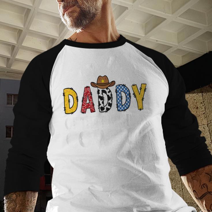 Daddy 1st Birthday Cowboy Western Daddy Birthday Boy Men Baseball Raglan Shirt