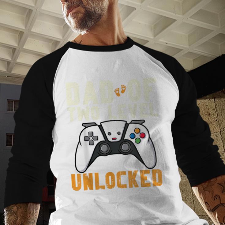 Daddy Again Leveled Up To Dad Of 2 Gamer Dad Level Unlocked Men Baseball Raglan Shirt Daddy Again Leveled Up To Dad Of 2 Gamer Dad Level Unlocked Men Baseball Raglan Shirt