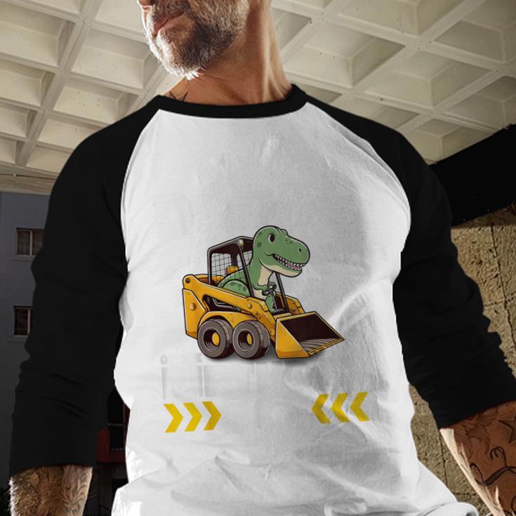 Daddy Of The Birthday Boy Dinosaur Construction Worker Truck Men Baseball Raglan Shirt