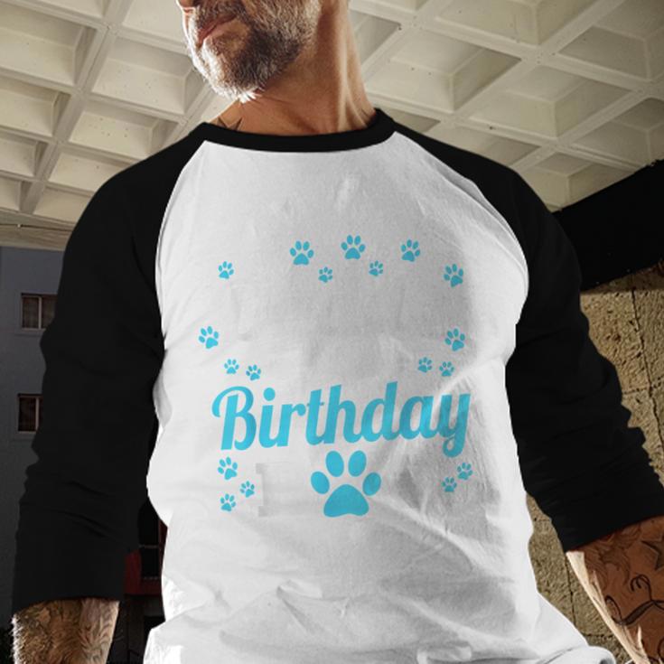 Daddy Of The Birthday Boy Dog Paw Bday Party Celebration Small Men Baseball Raglan Shirt