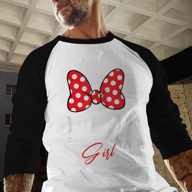 Daddy Of The Birthday Girl Cute Pink Bow Family Matching Men Baseball Raglan Shirt