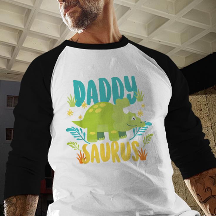 Daddy Dad Saurus Rex Dinosaur Dino For Father Men Baseball Raglan Shirt