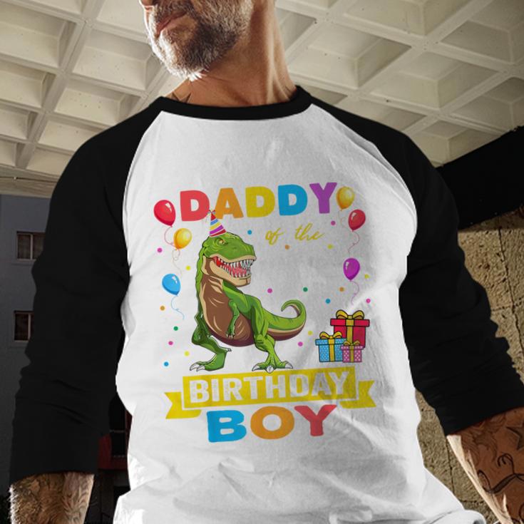Daddy Dinosaur Shirt Cute Birthday Boy Family Apparel Men Baseball Raglan Shirt