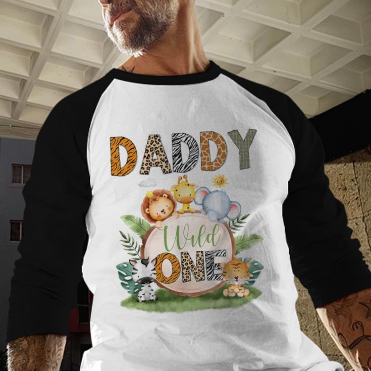Daddy Of The Wild One 1St Birthday Kids Safari Jungle Men Baseball Raglan Shirt