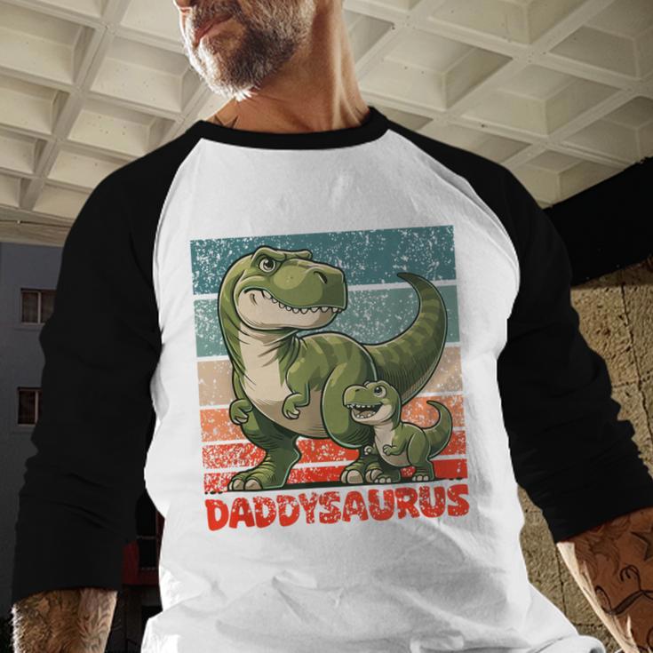 Daddysaurus Father's Day Best Dad T-Rex Papa Men Baseball Raglan Shirt