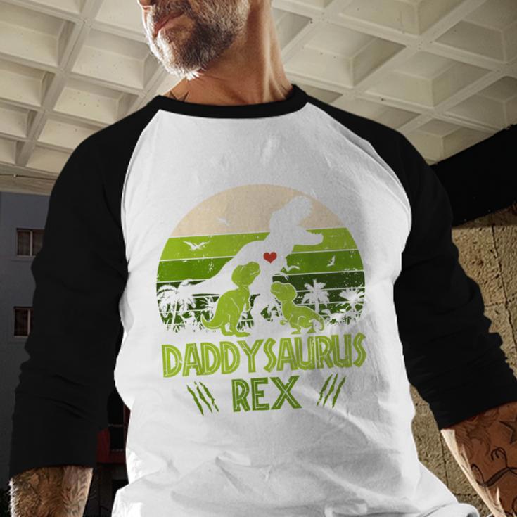 Daddysaurus Rex 2 Kids Sunset Tshirt For Fathers Day Men Baseball Raglan Shirt Daddysaurus Rex 2 Kids Sunset Tshirt For Fathers Day Men Baseball Raglan Shirt