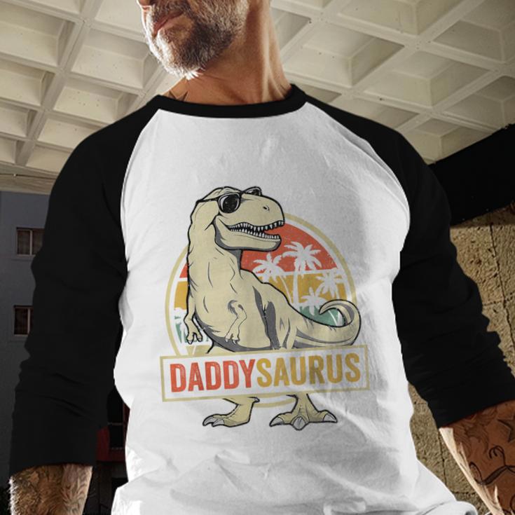 Daddysaurus Shirt T-Rex Dad Dinosaur Men Baseball Raglan Shirt