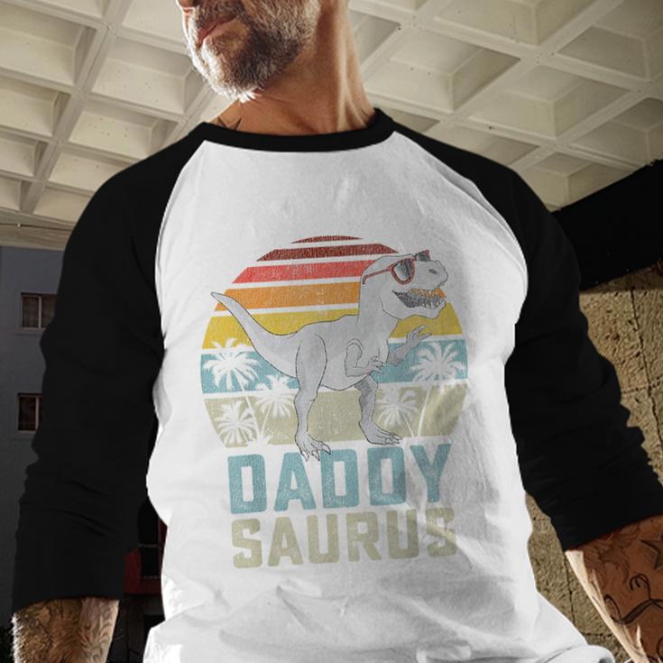 DaddysaurusRex Dinosaur Daddy Saurus Family Matching Men Baseball Raglan Shirt