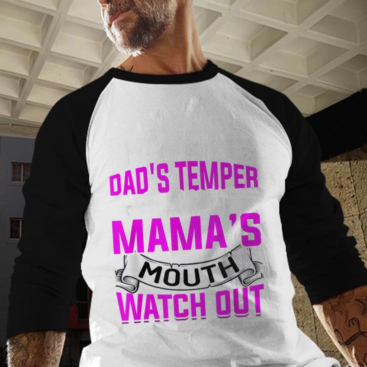 I Have My Dad's Temper & My Mama's Mouth Daughter Kids Men Baseball Raglan Shirt