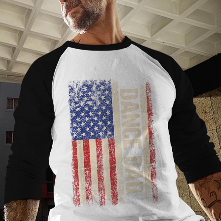 Dance Dad US American Flag Shirt Dancer Dancing Father Men Men Baseball Raglan Shirt