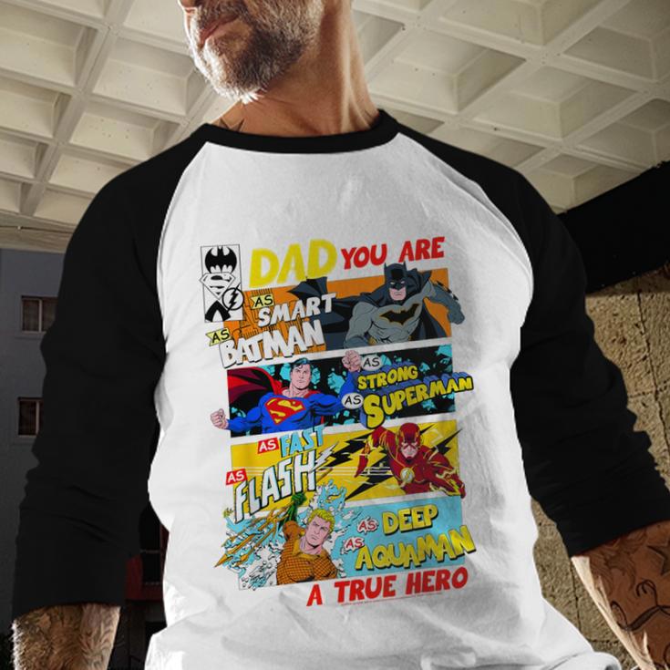 DC Comics Father's Day Justice League Dad Attributes Men Baseball Raglan Shirt