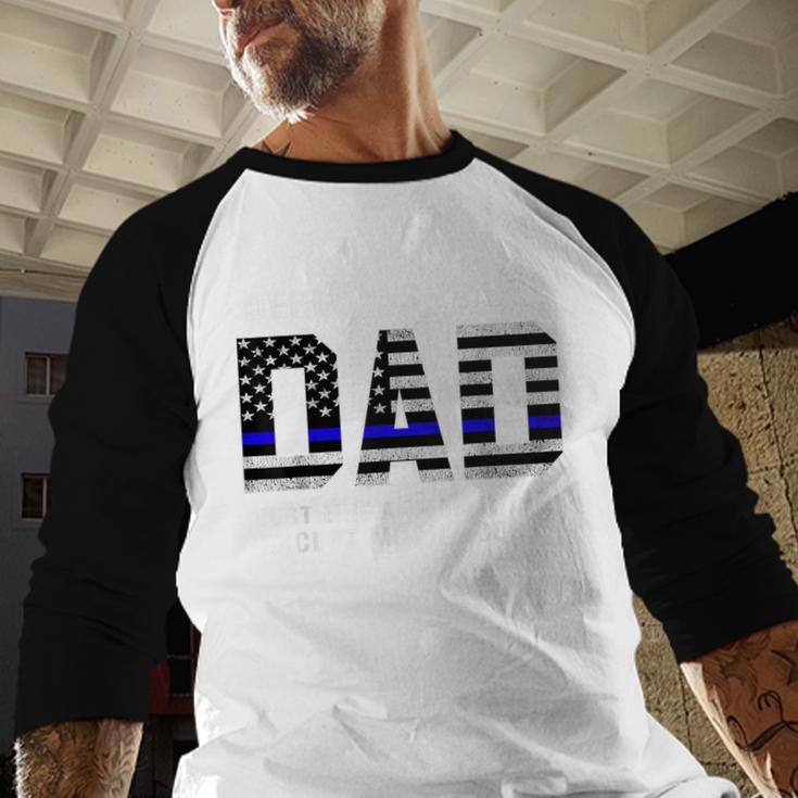 Deputy Sheriff Dad Much Cooler Fathers Day Thin Blue Line Men Baseball Raglan Shirt