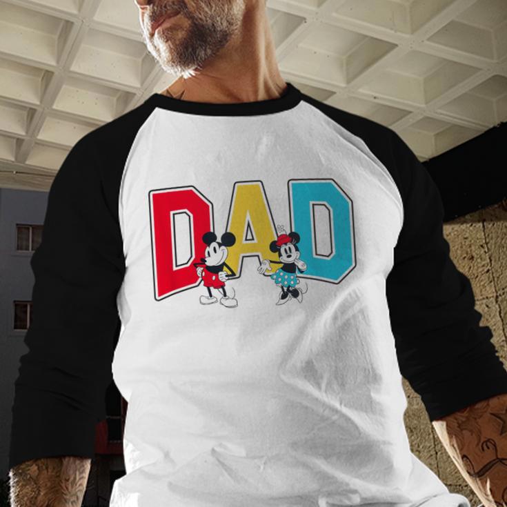 Disney Mickey And Friends Mickey Minnie Dad Collegiate Logo Men Baseball Raglan Shirt