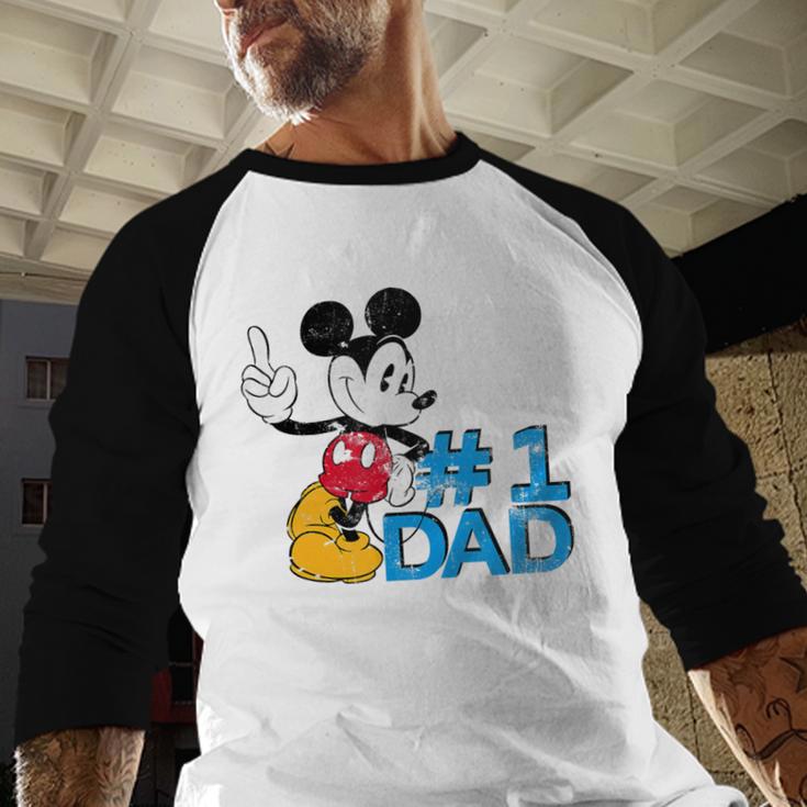 Disney Mickey Mouse Father's Day 1 Dad Men Baseball Raglan Shirt