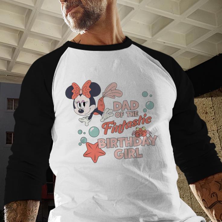 Disney Minnie Mouse Mermaid Dad Of The Birthday Girl Men Baseball Raglan Shirt