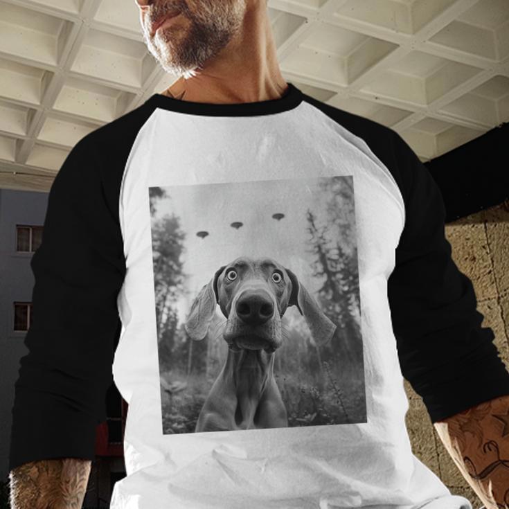 Dog Mom Dad Alien Selfie Weimaraner UFO For Men Women Men Baseball Raglan Shirt