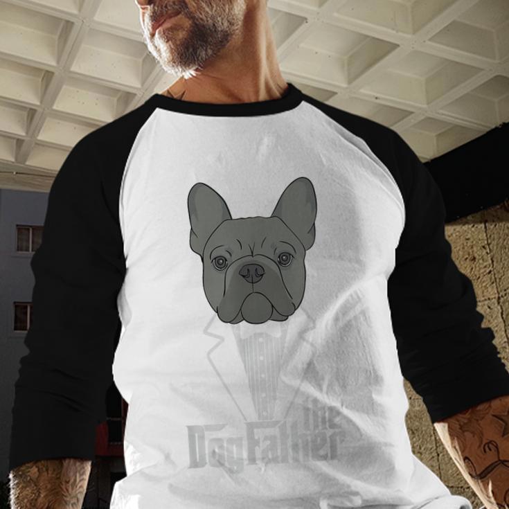 The Dogfather French Bulldog Dad Frenchie Papa T-Shirt Small Men Baseball Raglan Shirt