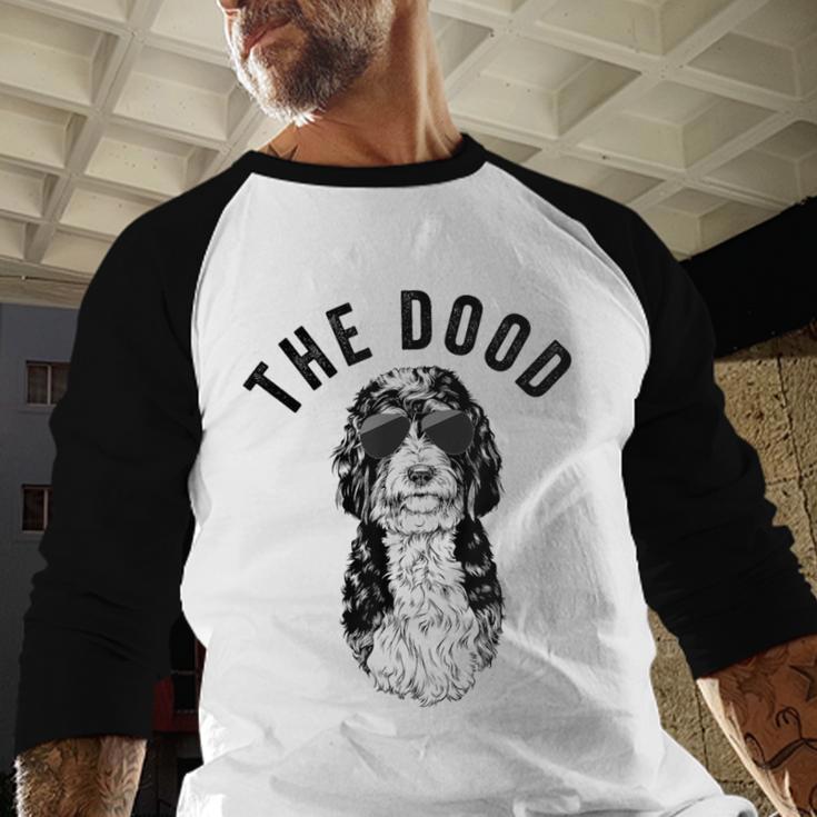 The Dood Bernedoodle Mom Doodle Dog Dad Men Baseball Raglan Shirt