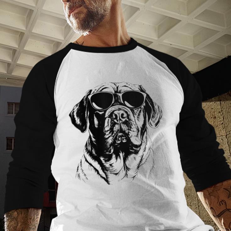 English Mastiff Sketch Drawing Art Dog Lover Mom Dad Women Men Baseball Raglan Shirt