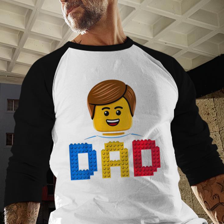 Family Dad Master Builder Building Bricks Blocks Fathers Day Men Baseball Raglan Shirt