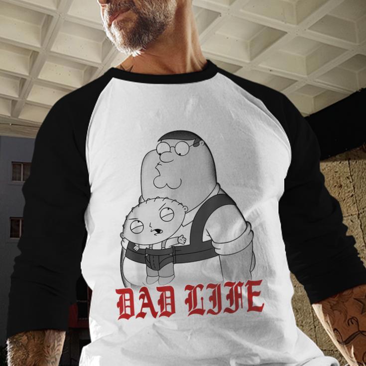 Family Guy Peter Stewie Dad Life Distressed Big Chest Logo Men Baseball Raglan Shirt