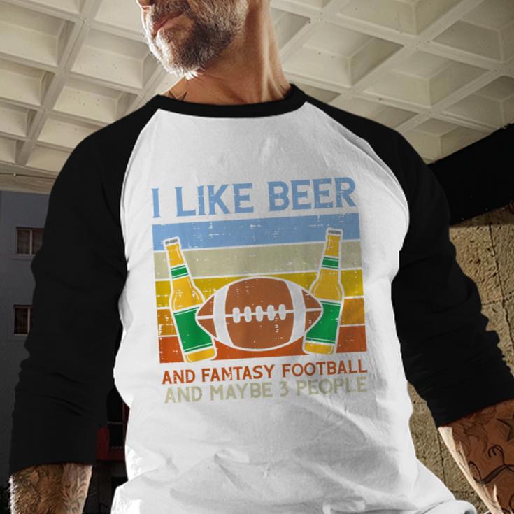 I Like Fantasy Football 3 People Draft Party Dad Men Men Baseball Raglan Shirt