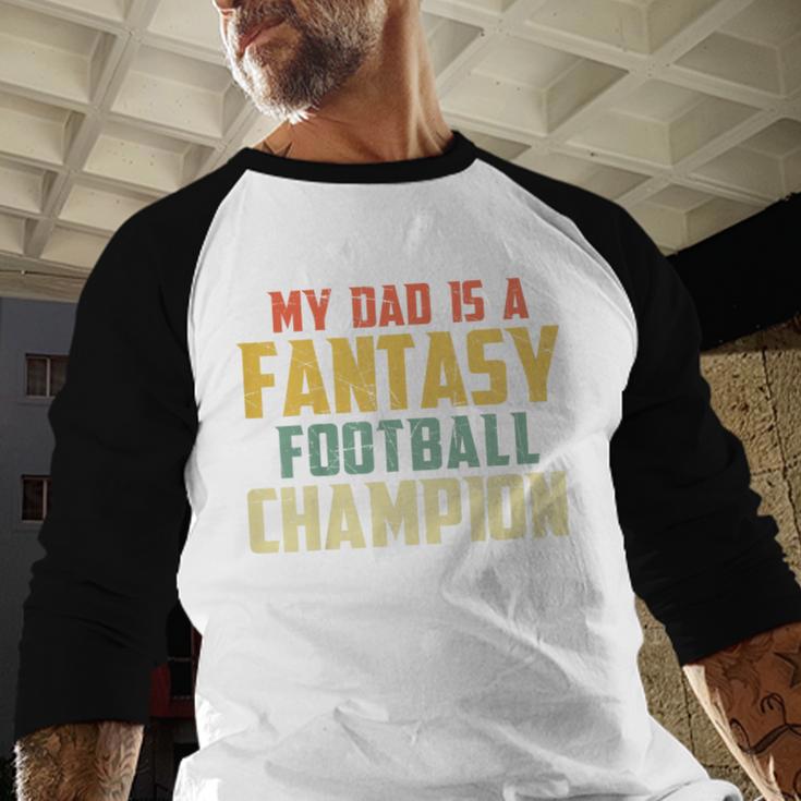 Fantasy Football Dad Champion Vintage Draft Party Men Baseball Raglan Shirt