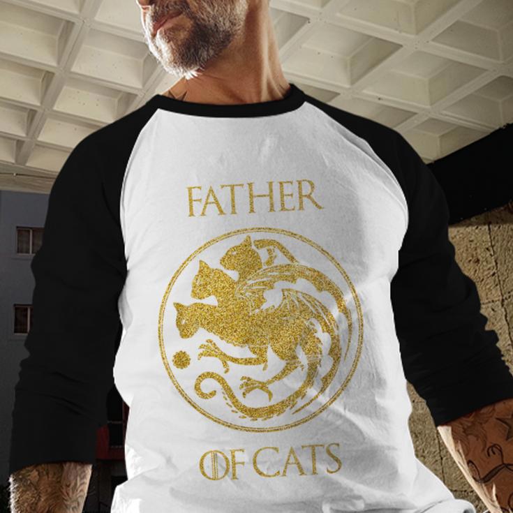 Father Of Cats Shirt Cat Dad Cat Daddy Men Baseball Raglan Shirt