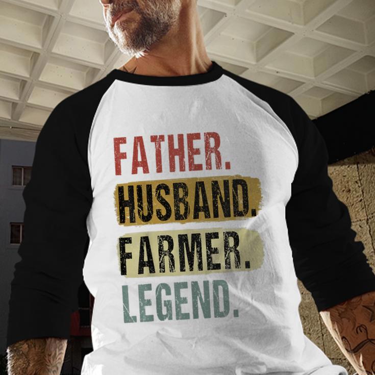 Father Husband Farmer Legend Vintage Dad Father's Day Men Baseball Raglan Shirt