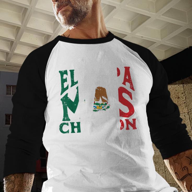 Fathers Day El Papa Mas Chingon Mexican Dad Spanish Men Baseball Raglan Shirt