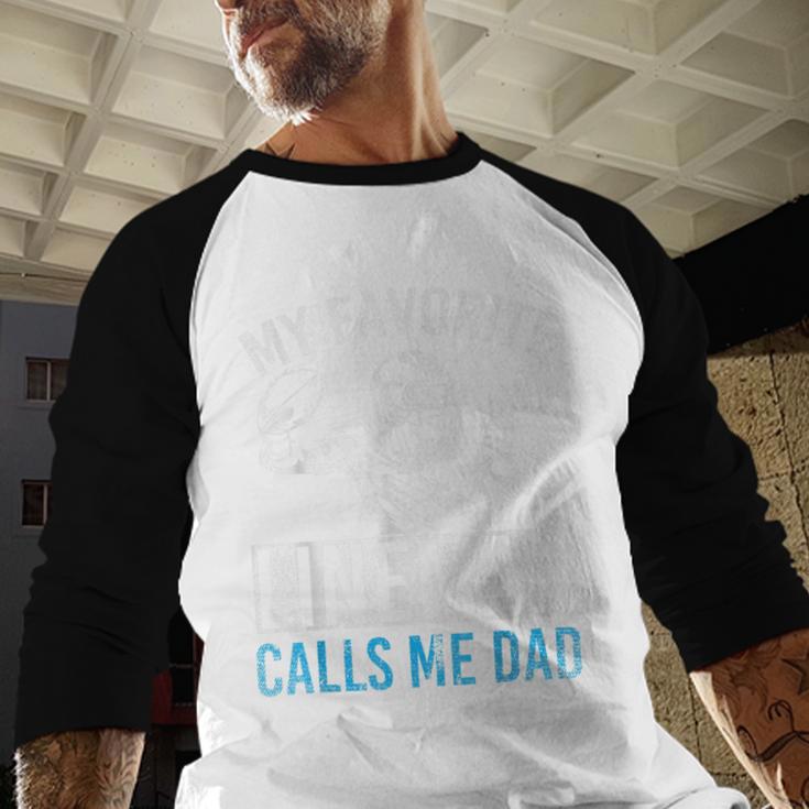 My Favorite Lineman Calls Me Dad American Football Lineman Men Baseball Raglan Shirt