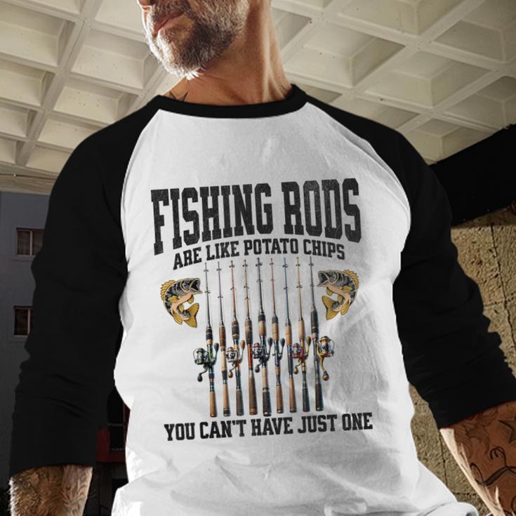 Fishing Tuna Bass Rod Fisherman Cool Dad Quote Men Baseball Raglan Shirt
