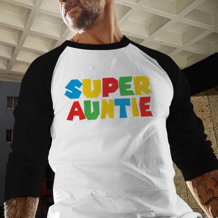 Gamer Aunt Super Auntie Gaming Matching Dad & Mom Kids Men Baseball Raglan Shirt