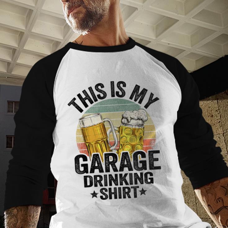 Garage Drinker Dad Vintage Beer This Is My Garage Drinking Men Baseball Raglan Shirt