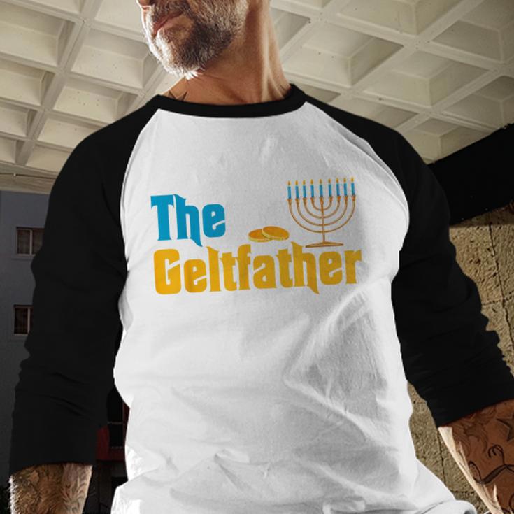 Gelt Father Hanukkah Menorah Jewish Dad Pajamas Men Baseball Raglan Shirt