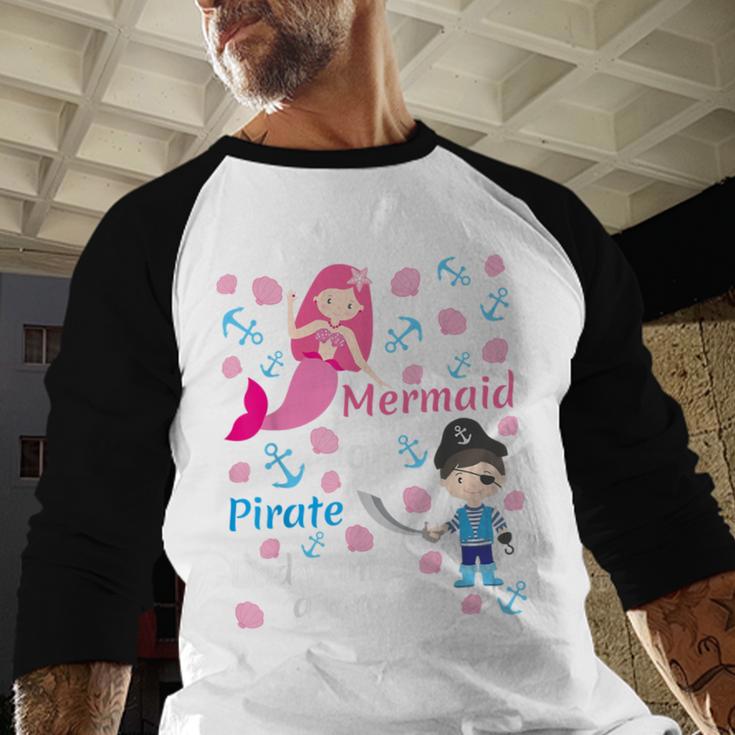 Gender Reveal Party Shirt Mermaid Or Pirate Dad Wants Pirate Men Baseball Raglan Shirt Gender Reveal Party Shirt Mermaid Or Pirate Dad Wants Pirate Men Baseball Raglan Shirt