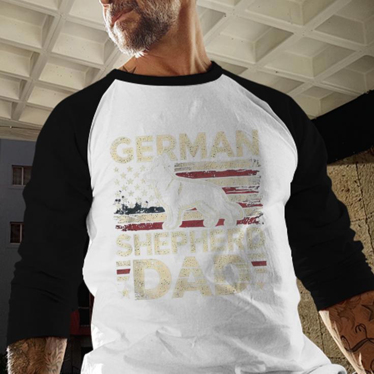 German Shepherd Dad Shirt American Flag German Shepherds Men Baseball Raglan Shirt